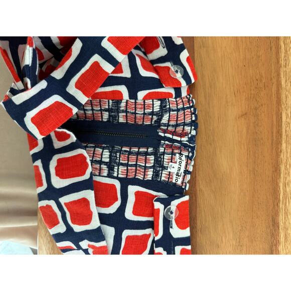 Reformation Vio Linen Top Napoli Print Square Neck Size 4 - Picture 8 of 8